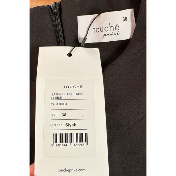 Touche NWT Women’s Long Sleeve Bell Hem Dress Size 38 Black P9 - Picture 4 of 7